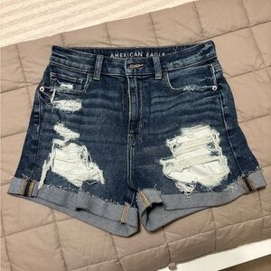 American Eagle Outfitters Women's  Ripped Jean Shorts - Dark Blue NEVER WORN :)